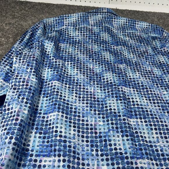 Robert Graham Shirt 2XL Blue Abstract Geometric Polka Colorful Rave Flip Cuff - Picture 15 of 16